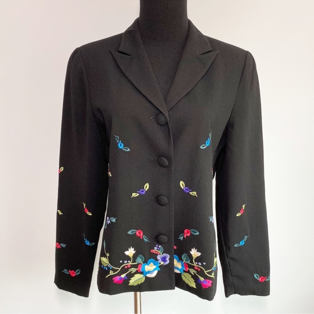 Vintage SHOMI Miller Shor Black Floral Embroidered Blazer